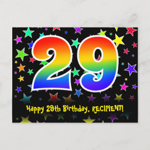 Carte Postale 29e Anniversaire : Motif Étoiles Amusantes, Arc-en