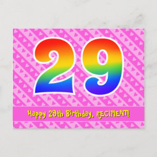 Carte Postale 29e anniversaire : Pink Stripes & Hearts, Arc en c