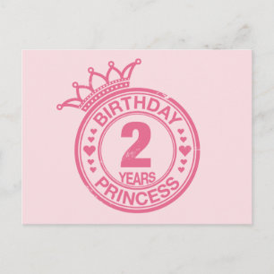 Carte Postale 2 ans - Birthday Princess - rose