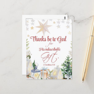Carte Postale 2 Cor 9:15 Merci à Dieu Noël Hiver Bible