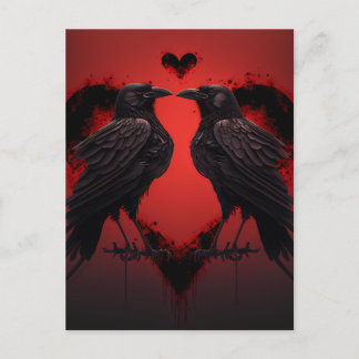 Carte Postale 2 Corbeau et Coeur gothique
