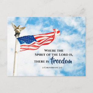 Carte Postale 2 Corinthiens 3:17 Spirit of the Lord USA Flag