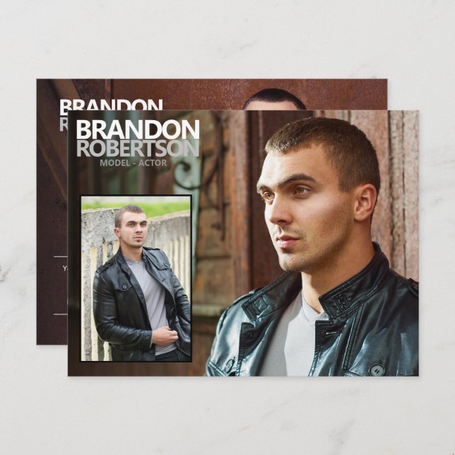 Carte Postale 2 Côté 3 Modèle photo Acteur promotionnel (Devant / Derrière)
