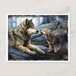 Carte postale 2 loups