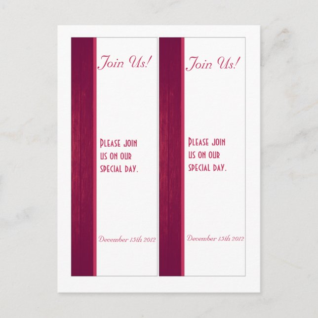 Carte Postale 2 Mariages de grains de bois rose/blanc Signets (Devant)