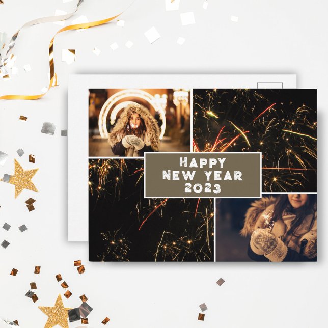 Carte Postale 2 Photo Collage Feu d'artifice Bonne Année 2023  (Créateur téléchargé)