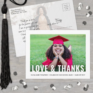 Carte Postale 2 Photo Love & Merci Graduation Moderne Minimalist