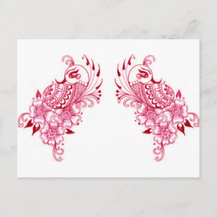 Carte Postale 2 Pink Mehndi Henna Art paon
