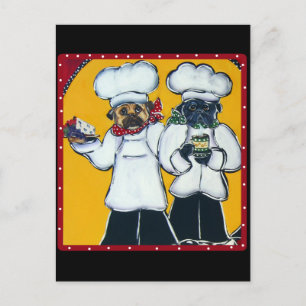 Carte Postale 2 Pugs cuisiniers