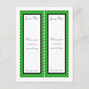 Carte Postale 2 Signets Mariages modernes Chevron Neon Green/Gre