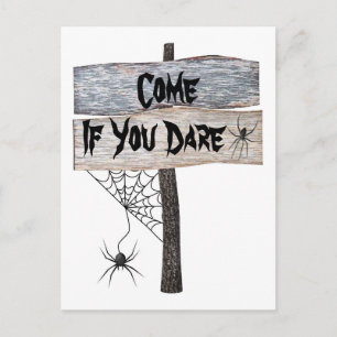 Carte Postale #2 Spiderweb Rustique Venez Si Vous Osez Halloween