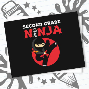 Carte Postale 2e année Ninja Kick Premier jour Retour à l'école