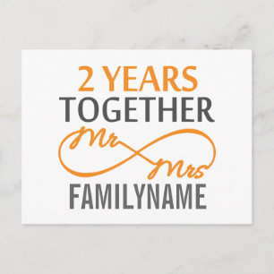 Carte Postale 2e anniversaire M. & Mme Infinity Personnalisée