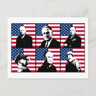 Carte Postale 2ÈME GUERRE MONDIALE Heroes et le drapeau américai