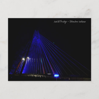 Carte Postale 2nd Street Bridge lite en bleu - Columbus Indiana