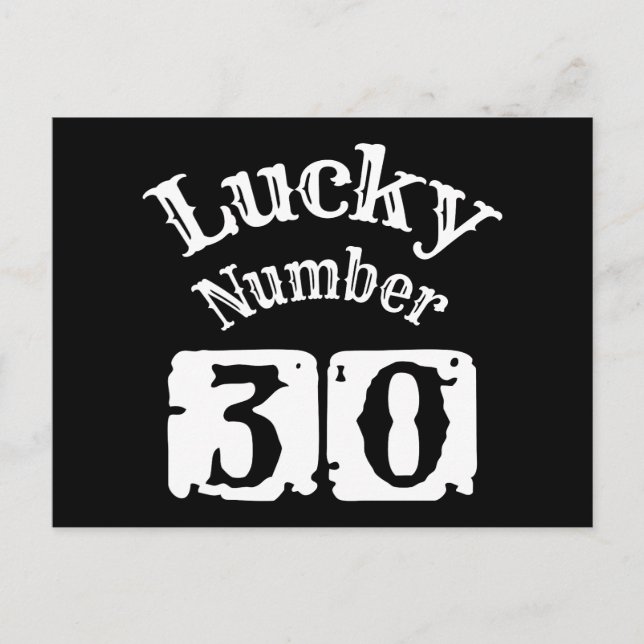 Carte Postale 30 - Numéro Chanceux 30 Chance (Devant)