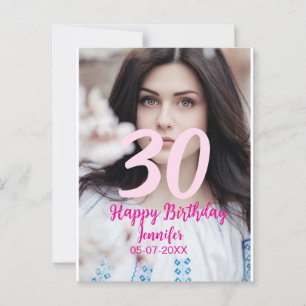 Carte Postale 30e anniversaire ajouter nom date année photo blan