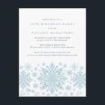 CARTE POSTALE 30e anniversaire Blue Snowflake Invi<br><div class="desc">Des flocons de neige bleu très élégants créent une jolie bordure le long du fond de cette invitation à l'anniversaire adulte. Moderne et minimaliste,  le design est ouvert et aéré. L'esthétique contemporaine plaira à tous les âges.</div>
