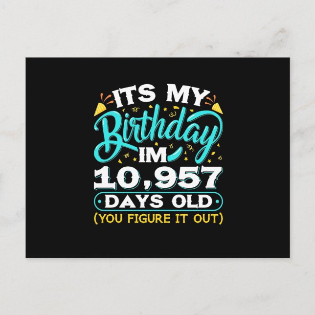 Carte Postale 30e anniversaire | C'est mon 30e anniversaire (Devant)