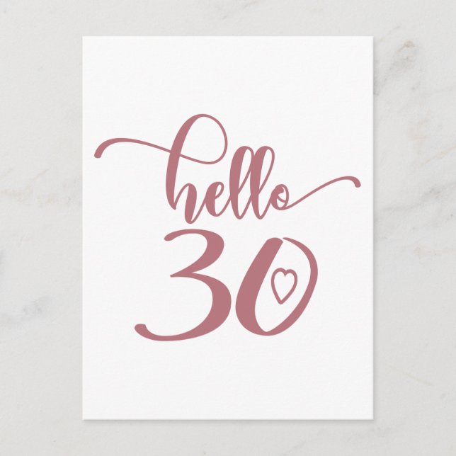 Carte Postale 30e anniversaire de femmes bonjour 30 mignon 30 an (Devant)
