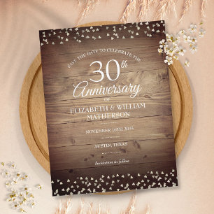 Carte Postale 30e Anniversaire de Perle Économisez la Date Bois 