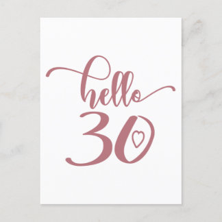 Carte Postale 30e anniversaire Femme Bonjour 30 Mignon 30 ans