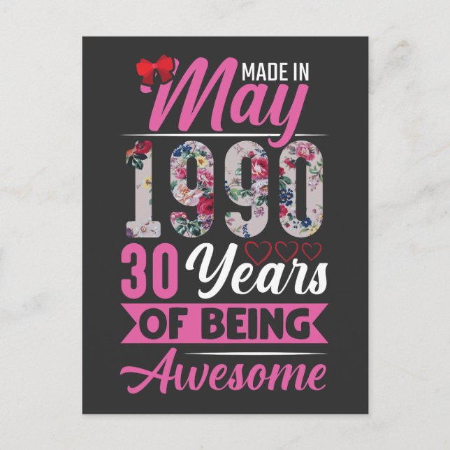 Carte Postale 30e anniversaire mai 1990 30 ans Femme Mère (Devant)