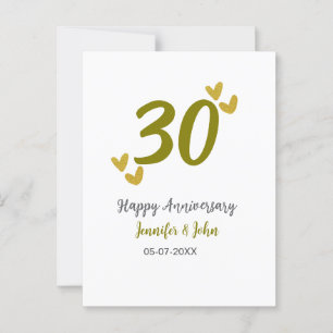 Carte Postale 30e joyeux anniversaire de mariage couple gris dor
