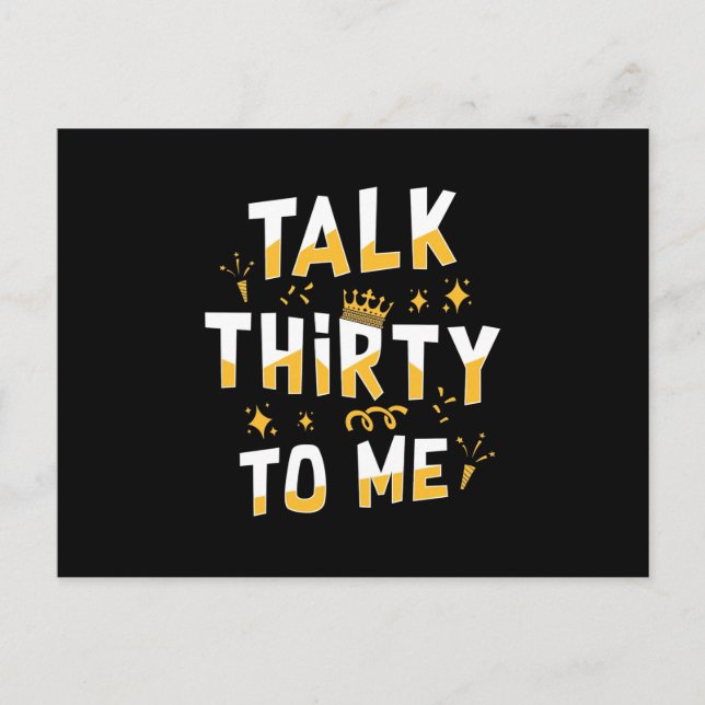 Carte Postale 30th Birthday | Talk Thirty To Me (Devant)