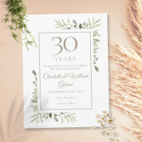 30th Wedding Anniversary Save the Date Greenery