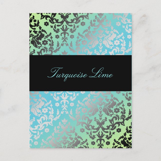 Carte Postale 311 Dazzling Damask Turquoise LIme (Devant)