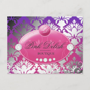 Carte Postale 311-Hot Pink Delish Damask   Purple radian