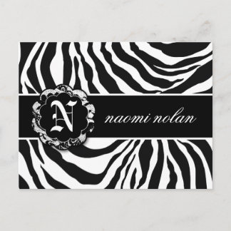 Carte Postale 311 Naomi Zebra Black White Postcard