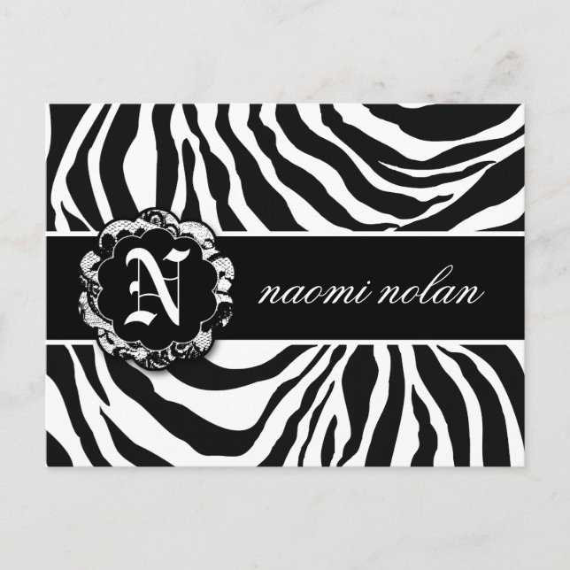 Carte Postale 311 Naomi Zebra Black White Postcard (Devant)