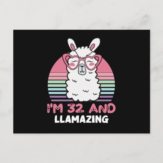 Carte Postale 32 ans Llamazing 32e anniversaire Lama (Devant)