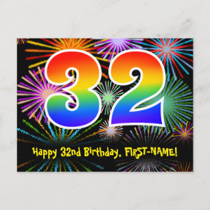Carte Postale 32e Anniversaire – Motif de Feux d'Artifice Amusan
