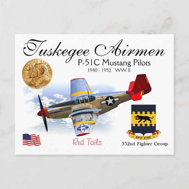 Carte Postale 332e escadron de chasse Mustang -P-51C (Devant)