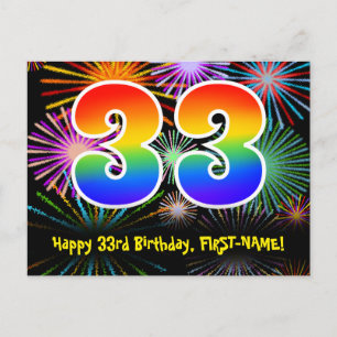 Carte Postale 33e Anniversaire – Motif de Feux d'Artifice Amusan