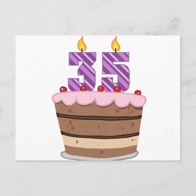 Carte Postale 35 ans sur le gâteau d'anniversaire (Devant)