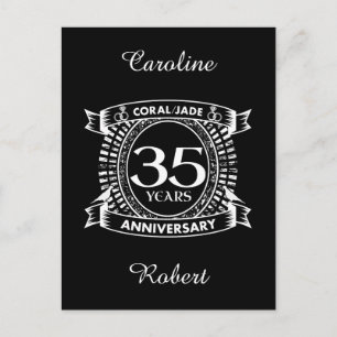 Carte Postale 35e anniversaire du mariage crête de Coral Jade