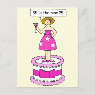 Carte Postale 35e anniversaire Humour pour Sa Dame sur un gâteau