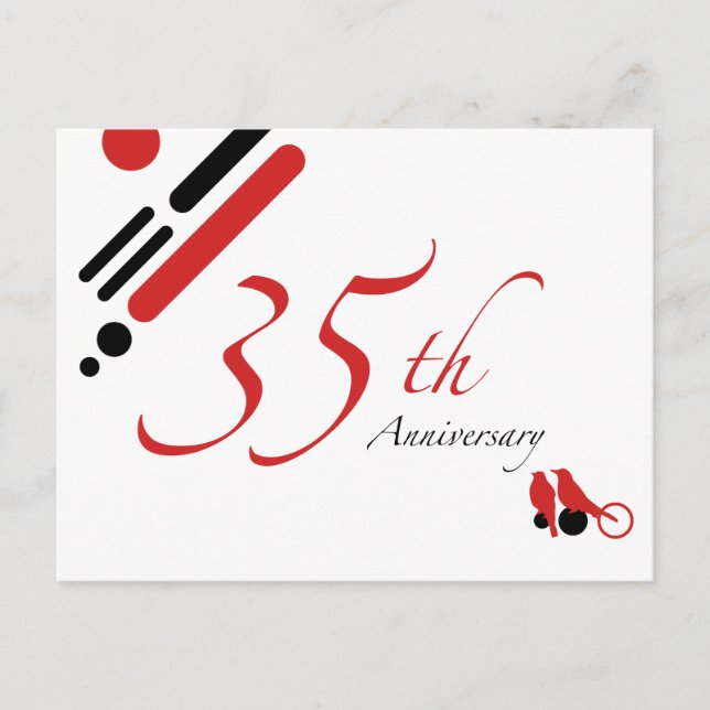 Carte Postale 35e anniversaire (oiseaux mods) (Devant)