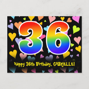 Carte Postale 36e anniversaire : Fun Hearts Motif, Arc-en-ciel 3