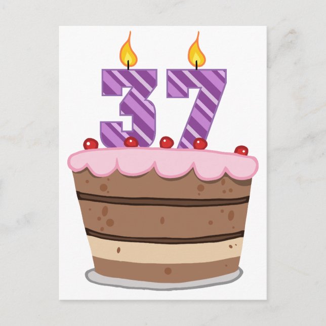 Carte Postale 37 ans sur le gâteau d'anniversaire (Devant)