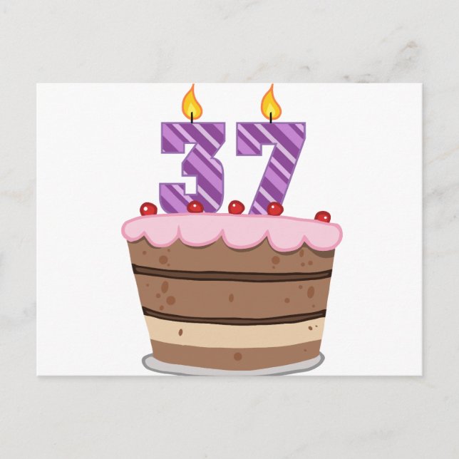 Carte Postale 37 ans sur le gâteau d'anniversaire (Devant)