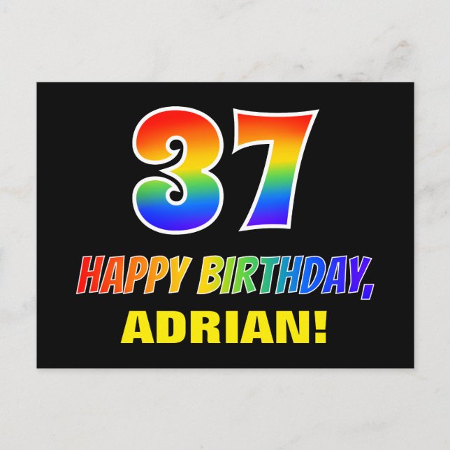 Carte Postale 37e anniversaire : Bold, amusant, simple, arc-en-c (Devant)