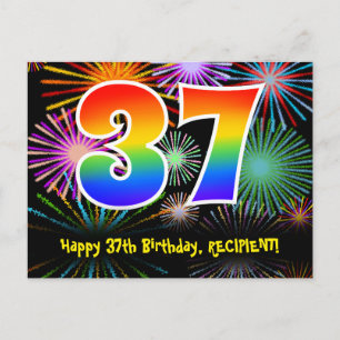 Carte Postale 37e Anniversaire – Motif de Feux d'Artifice Amusan