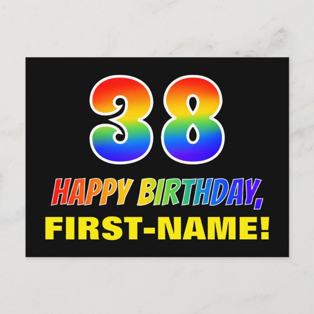 Carte Postale 38e anniversaire : Bold, amusant, simple, arc-en-c (Devant)