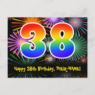Carte Postale 38e Anniversaire – Motif de Feux d'Artifice Amusan