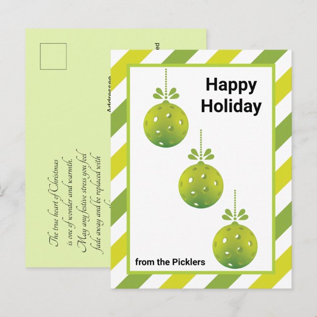 Carte Postale 3 boules de chickleballs modernes, texte personnal (Devant / Derrière)